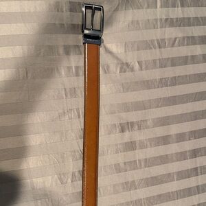 Perry Ellis Tan Brown Leather Belt with Silver Buckle